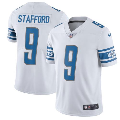 Nike Lions #9 Matthew Stafford White Men's Stitched NFL Vapor Untouchable Limited Jersey - Click Image to Close